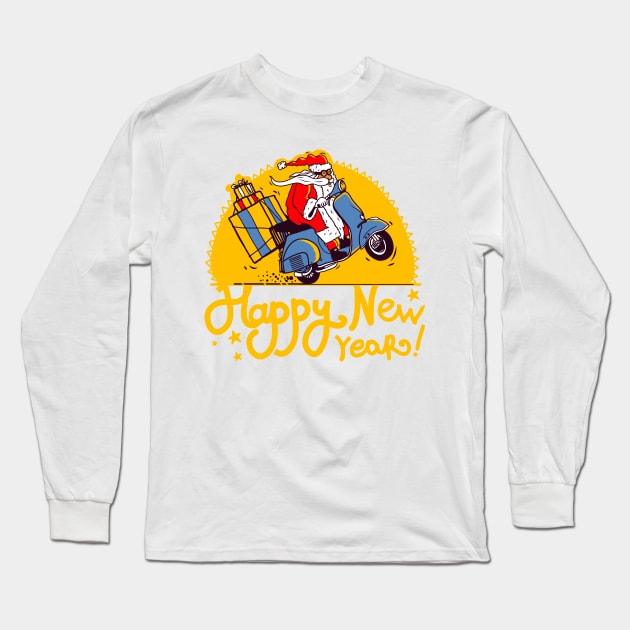 Santa on Scooter with Gifts! Long Sleeve T-Shirt by soondoock